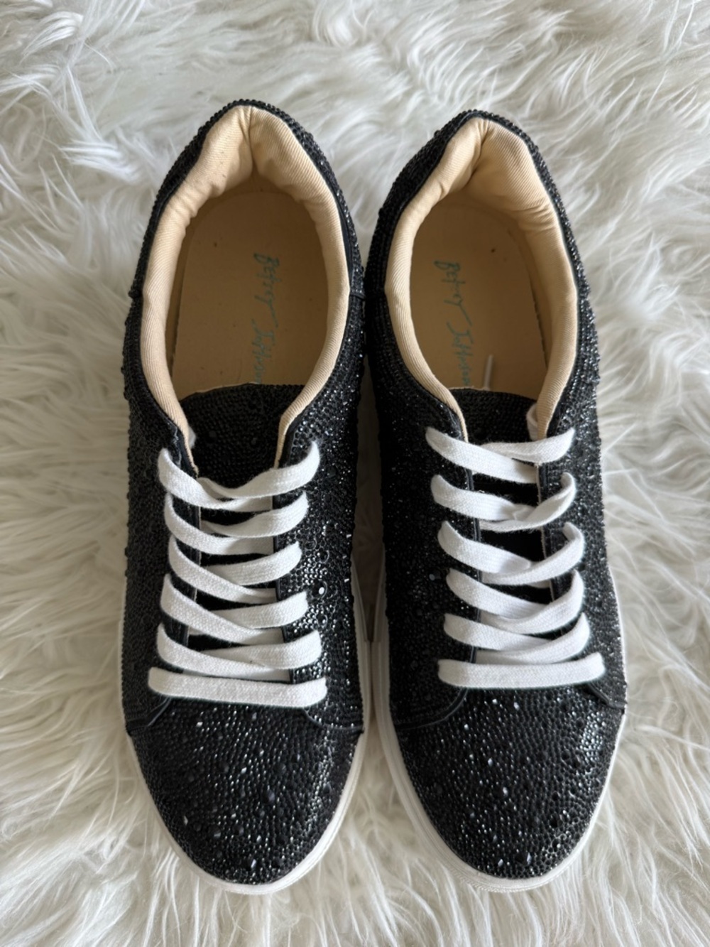 Betsey Johnson Sidny Crystal Pavé Platform Sneakers - Picture 2 of 9